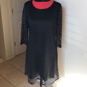 AUW Lace Overlay Black Dress